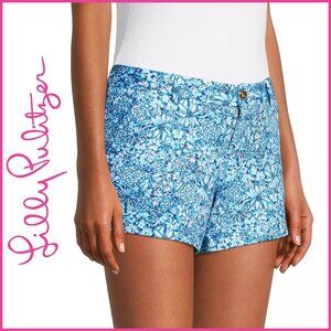 Lilly Pulitzer Callahan Knit Shorts – Cumulus Blue Blooming Together